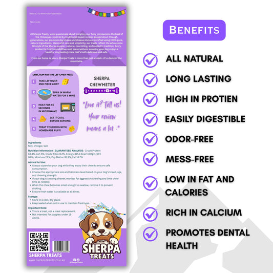 Sherpa Treats Natural Cheese Dog Chew 1 Large Cheese Stick Approx 100 Gram