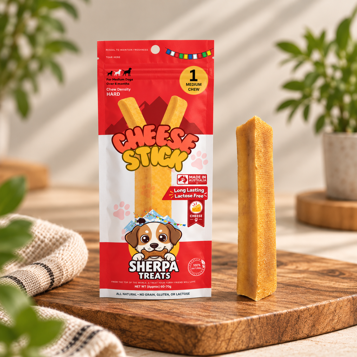 Sherpa Treats Natural Cheese Dog Chew 1 Medium Cheese Stick Approx 70 Gram
