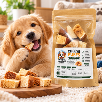 Sherpa Treats Cheese Puffs for Dogs - Natural Crunchy High-Protein Treats | 20–25g